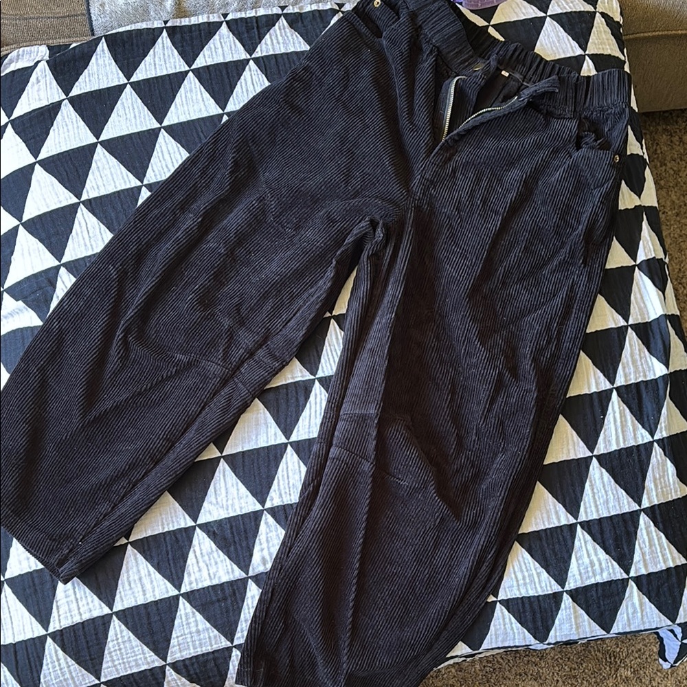 Black corduroy wide leg jeans